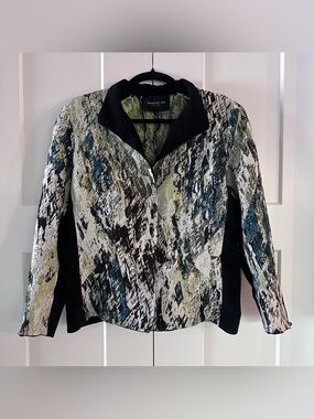 Lafayette 148 New York Black, White, Green & Blue Textured Blazer
